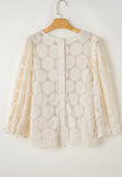 MQTIME  -  Flower Jacquard Flounce Sleeve Blouse