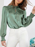 MQTIME  -  Frill Tied Lantern Sleeve Blouse