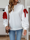 MQTIME  -   Perfee Bow Round Neck Long Sleeve Sweatshirt