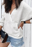 MQTIME  -  Surplice Long Sleeve Sweatshirt with Pocket