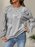 MQTIME  -   Perfee Bow Round Neck Long Sleeve Sweatshirt