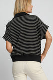 MQTIME  -  Umgee Striped Half Zip Short Sleeve Sweatshirt