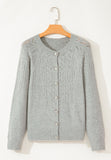 MQTIME  -  Openwork Button Down Long Sleeve Cardigan