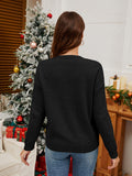 MQTIME  -  Sequin Candy Cane Round Neck Long Sleeve Sweater