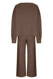 MQTIME  -  Round Neck Long Sleeve Top and Pants Set