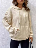 MQTIME  -  Drawstring Texture Long Sleeve Hoodie