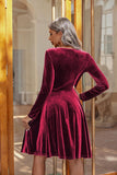 MQTIME  -  Round Neck Long Sleeve Knee Length Dress