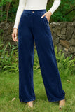 MQTIME  -  Velvet Wide Leg Pants with Pockets