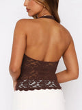 MQTIME  -  Lace Backless Halter Neck Cami