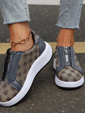 MQTIME  -  Floral Round Toe Sneakers with Zip