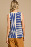 MQTIME  -  Umgee Round Neck Texture Striped Tank