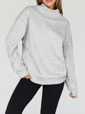 MQTIME  -  Mock Neck Drop Shoulder Long Sleeve Sweatshirt