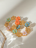 MQTIME  -  Synthetic Crystal Stainless Steel Flower Earrings