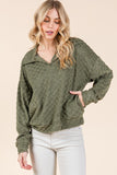 MQTIME  -  Fuzzy Checkered Collared Neck Sweatshirt with Side Pockets