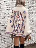 MQTIME  -   Fringe Geometric Open Front Long Sleeve Cape