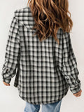 MQTIME  -  Plaid Snap Down Plush Hooded Jacket