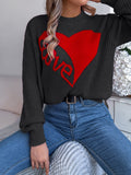 MQTIME  -  LOVE Heart Round Neck Dropped Shoulder Sweater
