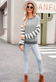 MQTIME  -  Striped Round Neck Dropped Shoulder Sweater