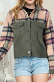 MQTIME  -  Plaid Corduroy Flap Pockets Button Up Jacket