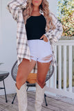 MQTIME  -  Plaid Button Up Long Sleeve Shacket