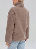MQTIME  -   Turtleneck Zip Up Long Sleeve Plush Jacket