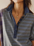 MQTIME  -  Exposed Seam Striped Half Sleeve Mini Dress