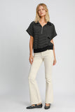 MQTIME  -  Umgee Striped Half Zip Short Sleeve Sweatshirt