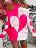 MQTIME  -  Valentine's Day Heart Turtleneck Cold Shoulder Sweater