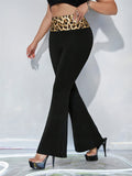 MQTIME  -  Leopard High Waist Flare Pants