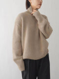 MQTIME  -  Turtleneck Dropped Shoulder Long Sleeve Sweater