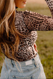 MQTIME  -  Turtleneck Leopard Long Sleeve Bodysuit