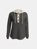 MQTIME  -  Full Size Waffle-Knit Contrast Long Sleeve Hoodie