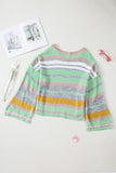 MQTIME  -  Contrast Striped Boat Neck Dropped Shoulder Sweater