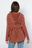 MQTIME  -   Be Stage Full Size Drawstring Striped Babydoll Hoodie