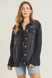 MQTIME  -  Full Size Distressed Long Sleeve Denim Jacket