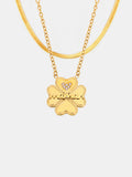 MQTIME  -   Inlaid Zircon Lucky Clover Necklace