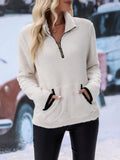 MQTIME  -  Half Zip Long Sleeve Furry Sweatshirt