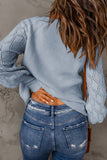 MQTIME  -  Openwork V-Neck Button Up Cardigan