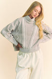 MQTIME  -  Davi & Dani Cable-Knit Turtleneck Dropped Shoulder Sweater