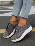 MQTIME  -  Floral Round Toe Sneakers with Zip