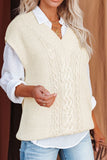 MQTIME  -  Cable-Knit V-Neck Sweater Vest