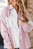 MQTIME  -  Color Block Houndstooth Collared Neck Shacket