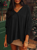 MQTIME  -  Johnny Collar Three-Quarter Sleeve Blouse