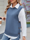 MQTIME  -  Buttoned Round Neck Sweater Vest