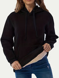 MQTIME  -  Drawstring Long Sleeve Hoodie with Kangaroo Pocket