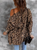 MQTIME  -  Fuzzy Leopard Long Sleeve Hooded Jacket