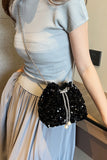 MQTIME  -  Sequin Chain Drawstring Bucket Bag