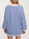 MQTIME  -  Contrast Striped Long Sleeve Sweatshirt