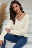 MQTIME  -  V-Neck Drop Shoulder Sweater
