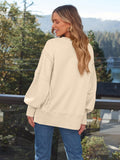 MQTIME  -  Slit Round Neck Long Sleeve Sweatshirt